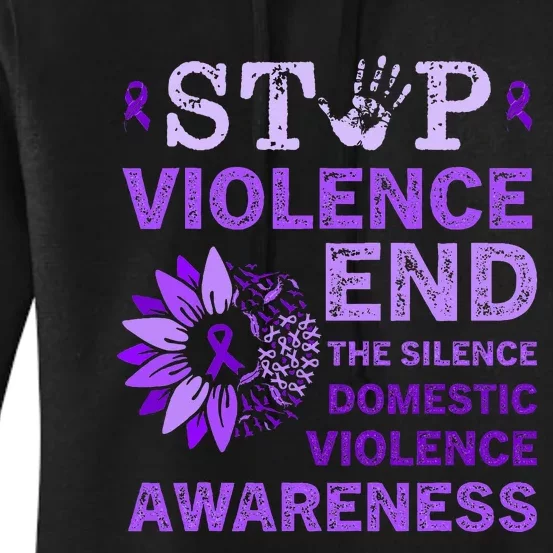 Family Domestic Violence Awareness Purple Ribbon Women's Pullover Hoodie