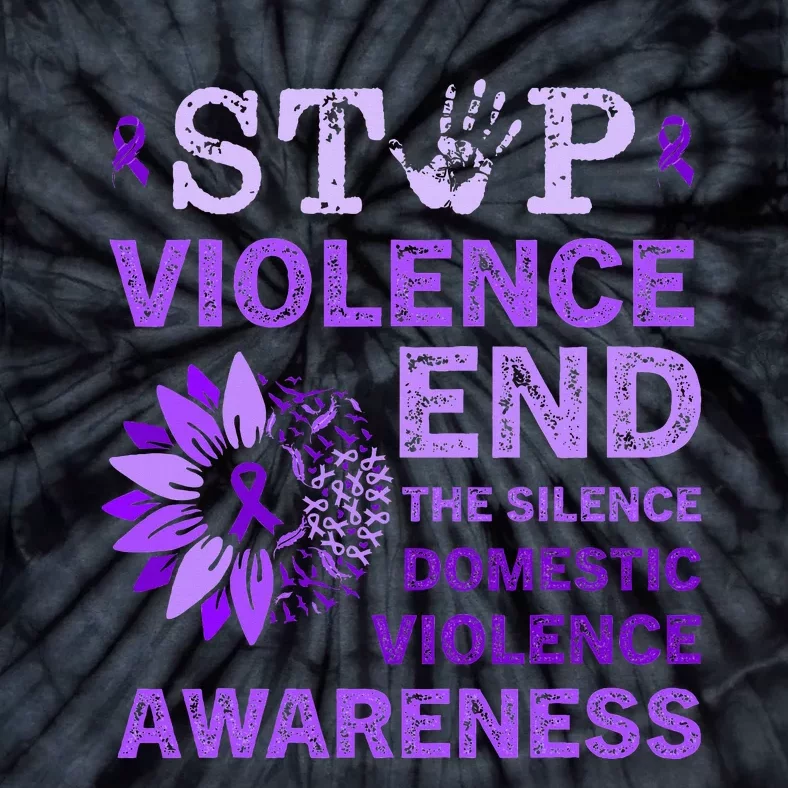 Family Domestic Violence Awareness Purple Ribbon Tie-Dye T-Shirt