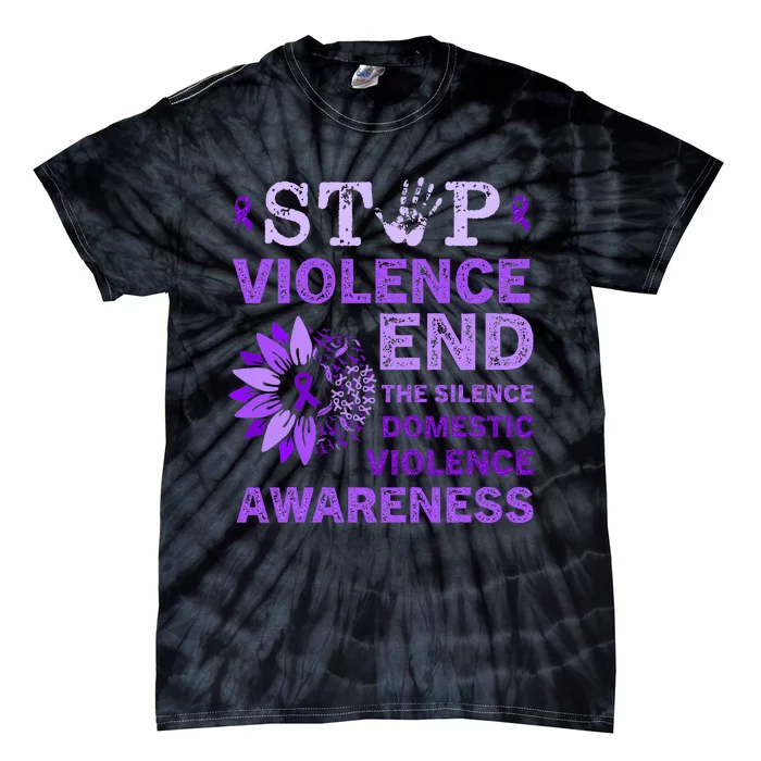 Family Domestic Violence Awareness Purple Ribbon Tie-Dye T-Shirt