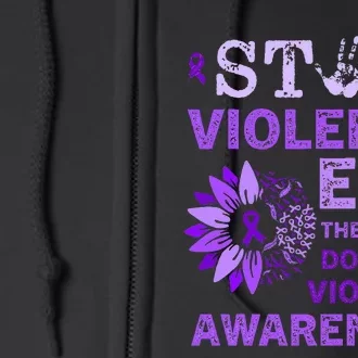 Family Domestic Violence Awareness Purple Ribbon Full Zip Hoodie