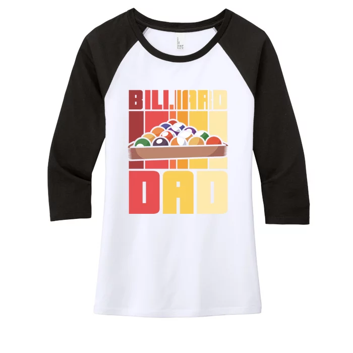 Father's Day Vintage Billiard Dad Pool Player Gift For Dad Women's Tri-Blend 3/4-Sleeve Raglan Shirt