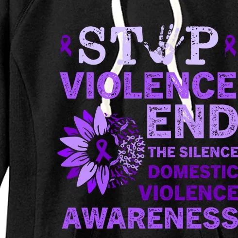 Family Domestic Violence Awareness Purple Ribbon Women's Fleece Hoodie