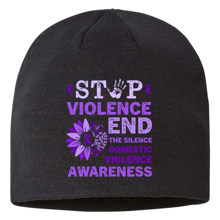 Family Domestic Violence Awareness Purple Ribbon 8 1/2in Sustainable Knit Beanie