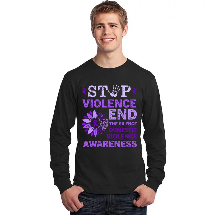 Family Domestic Violence Awareness Purple Ribbon Tall Long Sleeve T-Shirt