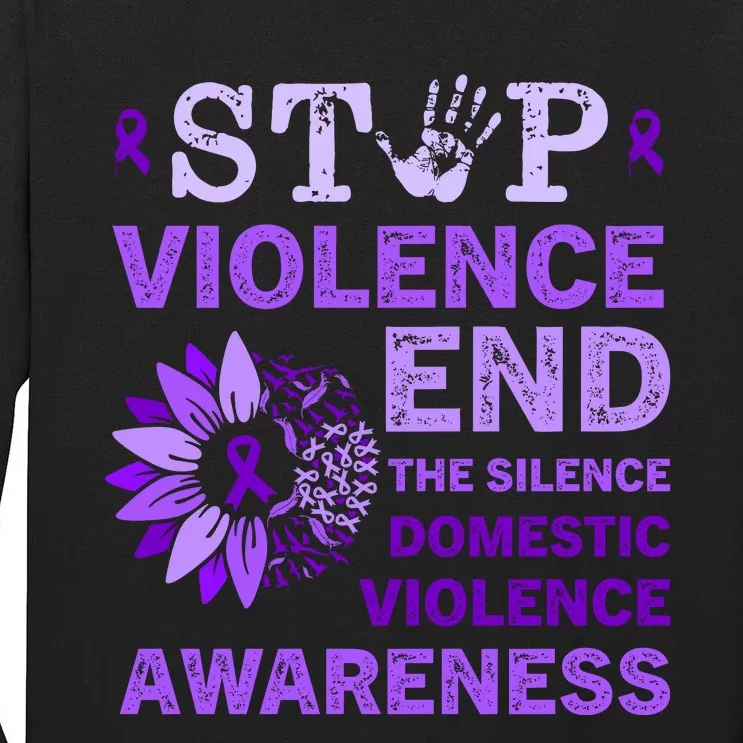 Family Domestic Violence Awareness Purple Ribbon Tall Long Sleeve T-Shirt