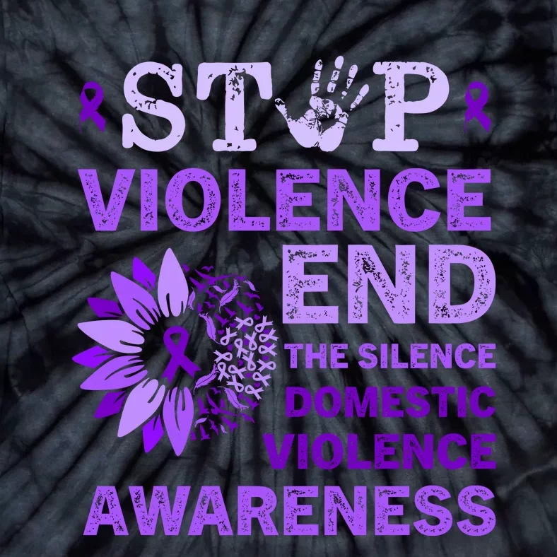 Family Domestic Violence Awareness Purple Ribbon Tie-Dye T-Shirt