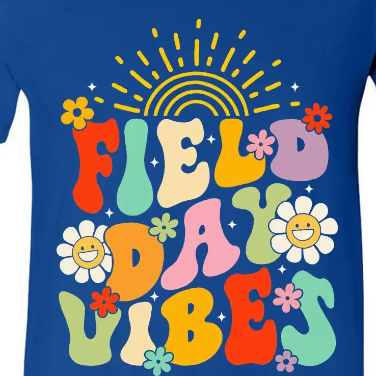 Field Day Vibes Funny For Teacher V-Neck T-Shirt