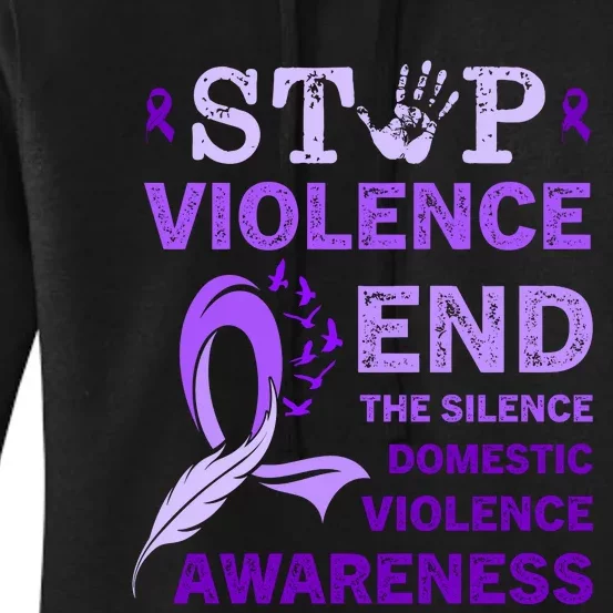 Family Domestic Violence Awareness Purple Ribbon Women's Pullover Hoodie