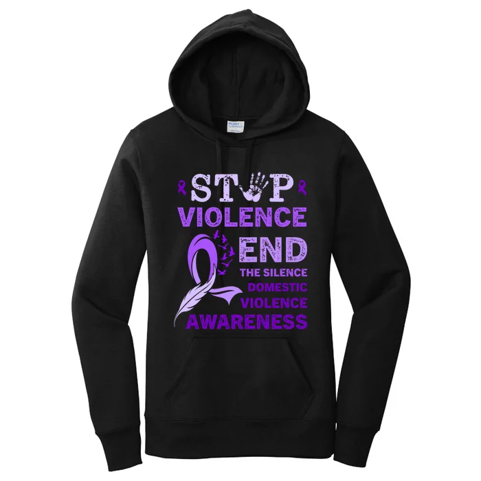 Family Domestic Violence Awareness Purple Ribbon Women's Pullover Hoodie