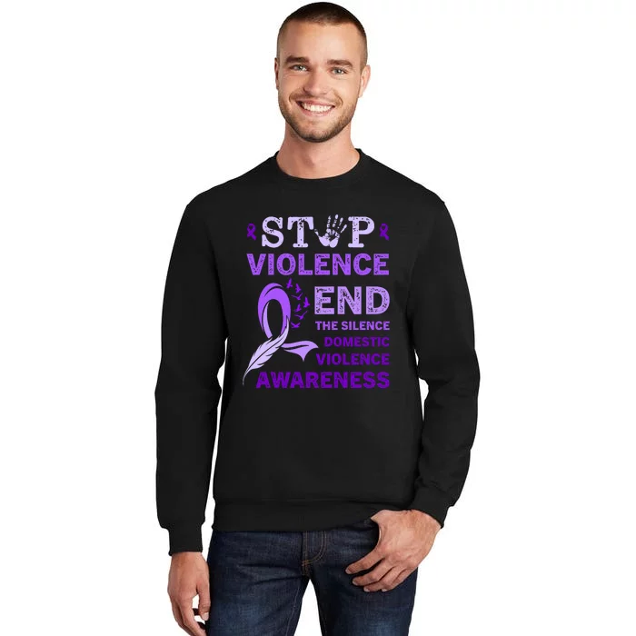 Family Domestic Violence Awareness Purple Ribbon Tall Sweatshirt