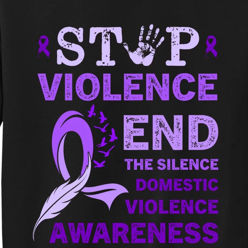 Family Domestic Violence Awareness Purple Ribbon Tall Sweatshirt