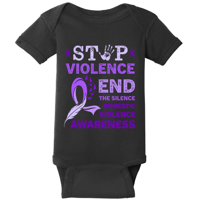 Family Domestic Violence Awareness Purple Ribbon Baby Bodysuit