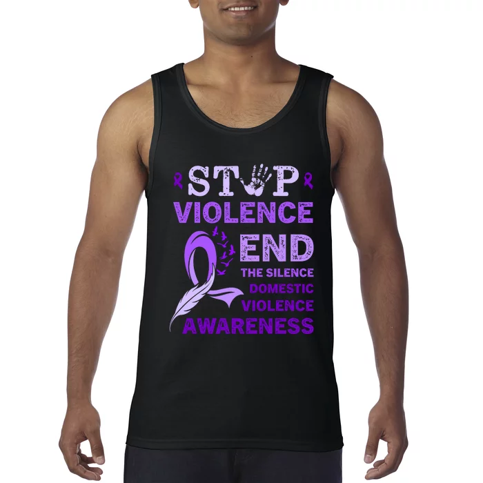 Family Domestic Violence Awareness Purple Ribbon Tank Top