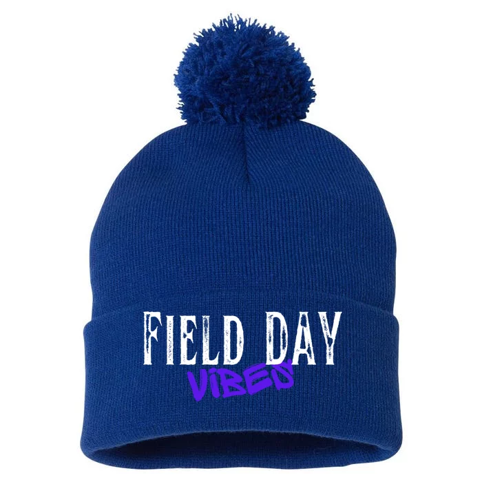 Field Day Vibes Funny School Teacher Student Meaningful Gift Pom Pom 12in Knit Beanie