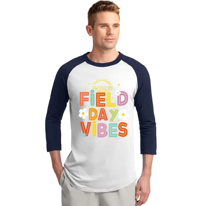 Field Day Vibes Funny For Teacher Happy Field Day 2024 Cute Gift Baseball Sleeve Shirt