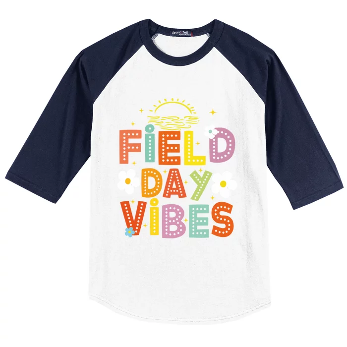 Field Day Vibes Funny For Teacher Happy Field Day 2024 Cute Gift Baseball Sleeve Shirt