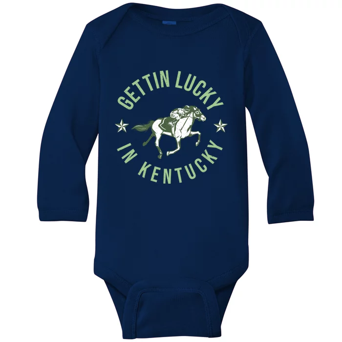 Funny Derby Vintage Getting Lucky In Kentucky Horse Racing Gift Baby Long Sleeve Bodysuit