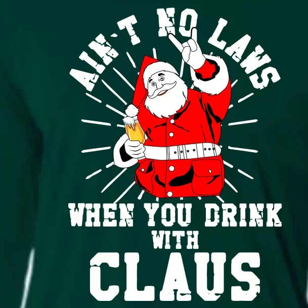 Funny Drinking With Santa Claus Cooling Performance Long Sleeve Crew