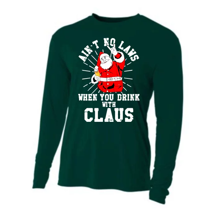 Funny Drinking With Santa Claus Cooling Performance Long Sleeve Crew