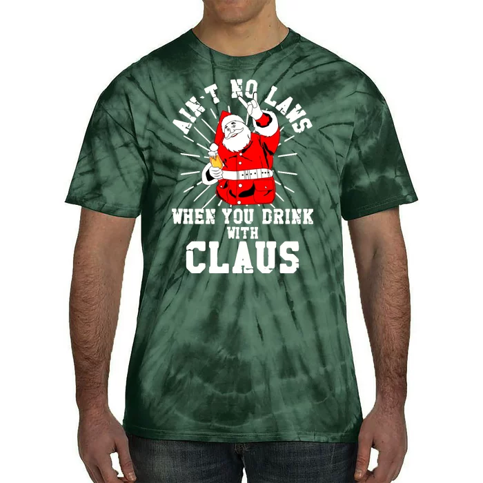 Funny Drinking With Santa Claus Tie-Dye T-Shirt