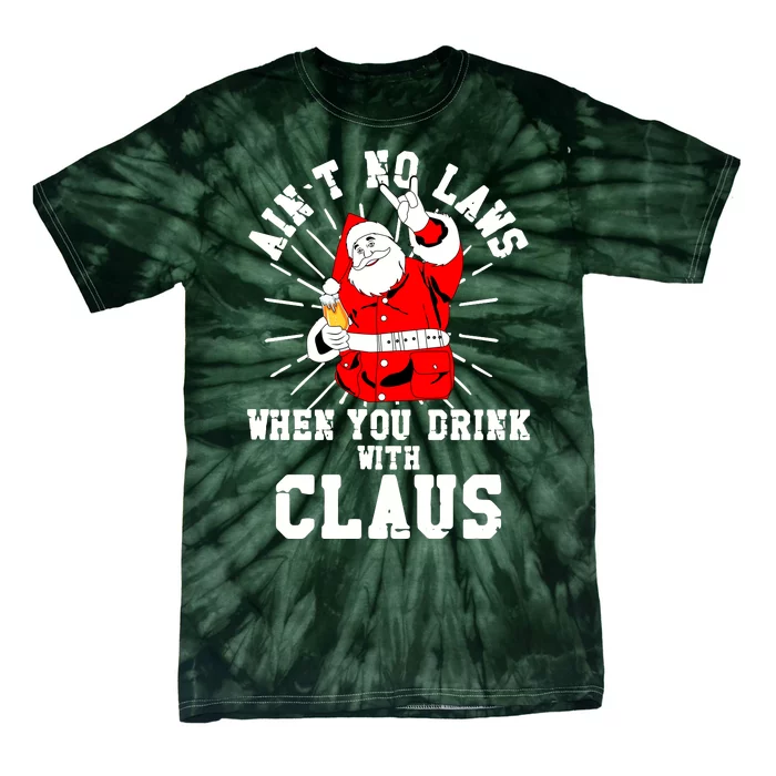 Funny Drinking With Santa Claus Tie-Dye T-Shirt