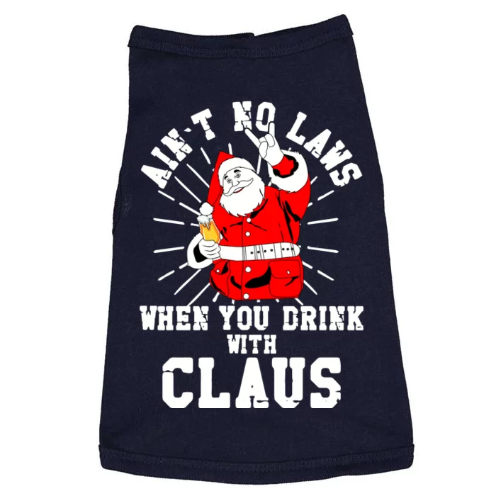 Funny Drinking With Santa Claus Doggie Tank