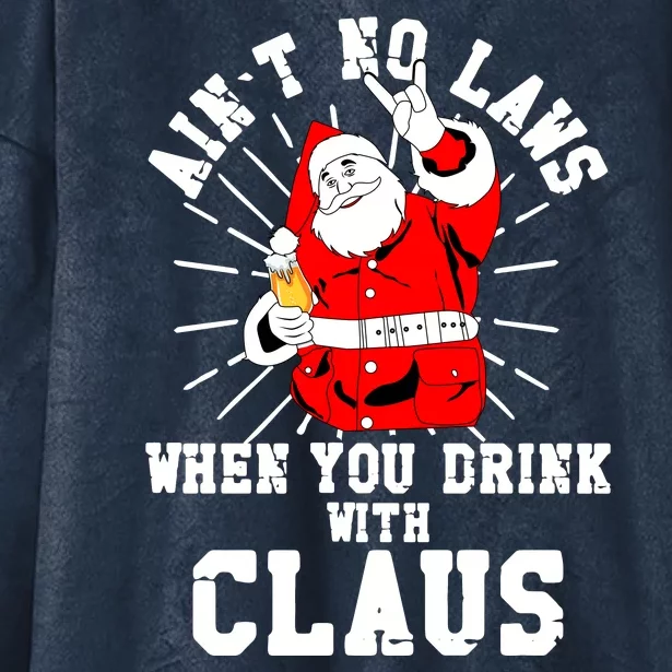 Funny Drinking With Santa Claus Hooded Wearable Blanket