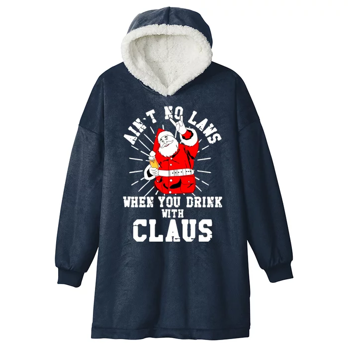 Funny Drinking With Santa Claus Hooded Wearable Blanket