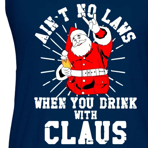 Funny Drinking With Santa Claus Ladies Essential Flowy Tank