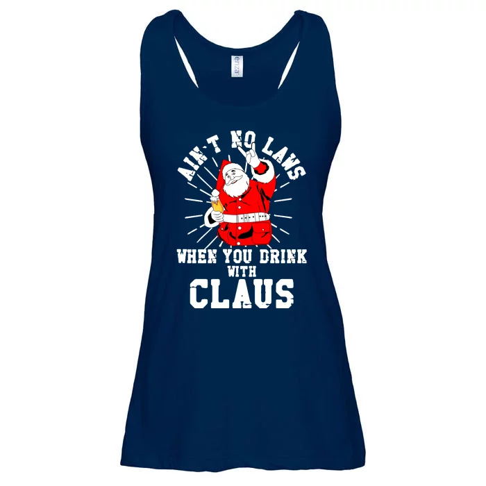 Funny Drinking With Santa Claus Ladies Essential Flowy Tank