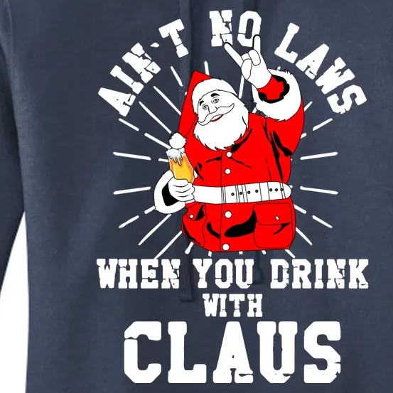 Funny Drinking With Santa Claus Women's Pullover Hoodie