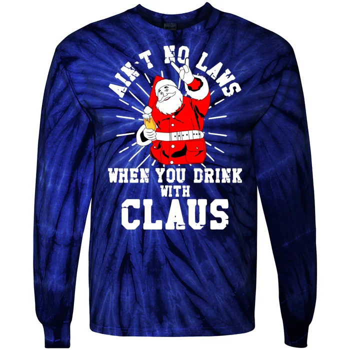 Funny Drinking With Santa Claus Tie-Dye Long Sleeve Shirt