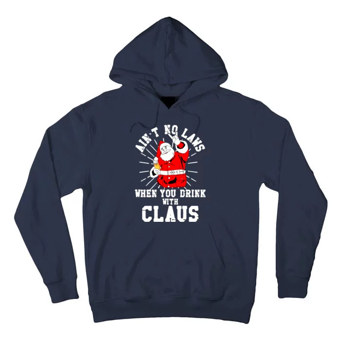 Funny Drinking With Santa Claus Tall Hoodie