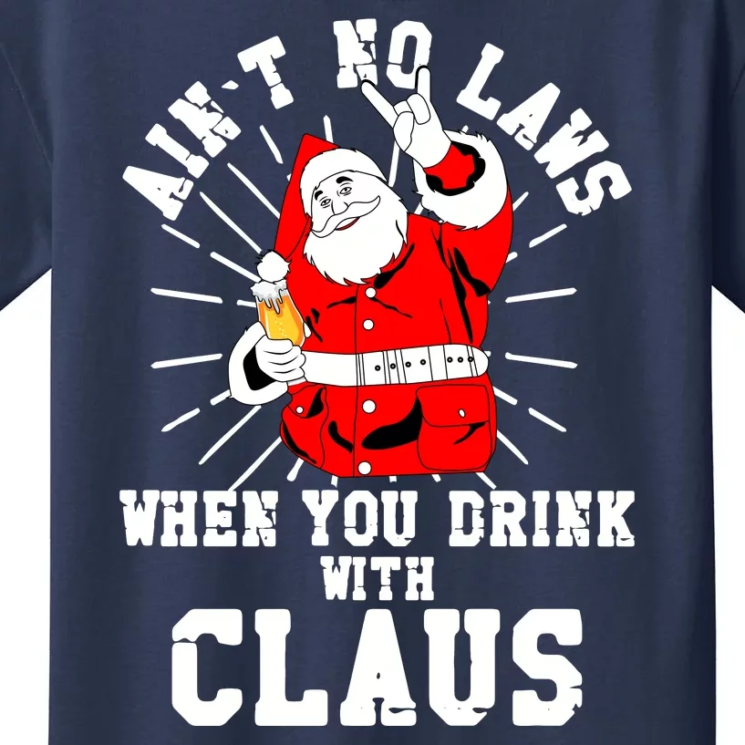 Funny Drinking With Santa Claus Kids T-Shirt