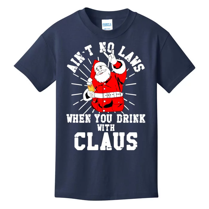 Funny Drinking With Santa Claus Kids T-Shirt