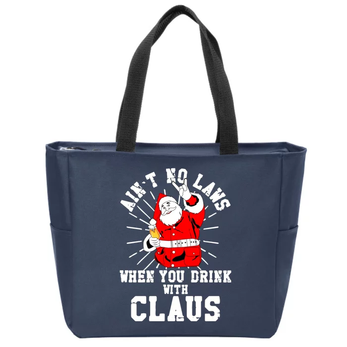 Funny Drinking With Santa Claus Zip Tote Bag