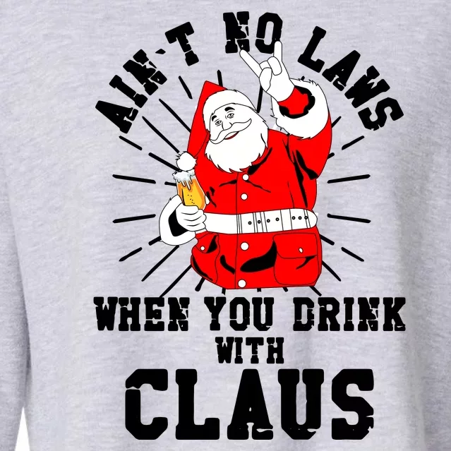 Funny Drinking With Santa Claus Cropped Pullover Crew