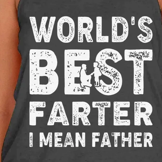 Fathers Day Worlds Best Farter I Mean Father Women's Knotted Racerback Tank