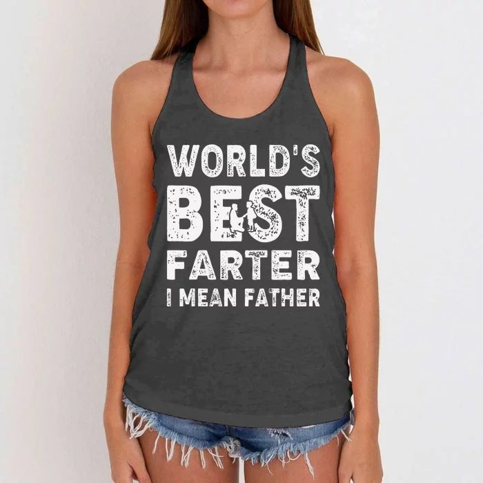 Fathers Day Worlds Best Farter I Mean Father Women's Knotted Racerback Tank