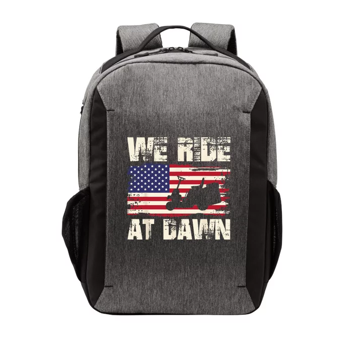 Father's Day We Ride At Dawn Lawnmower USA Flag Mowing Vector Backpack