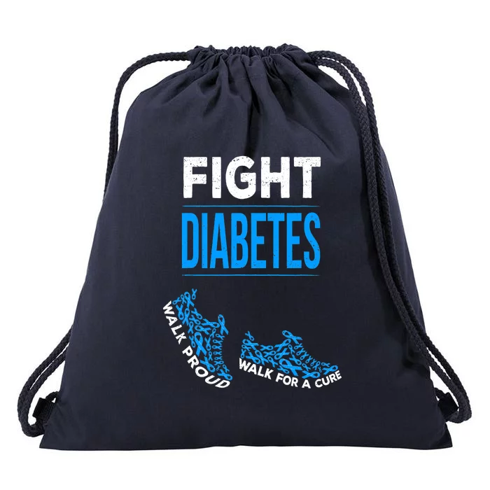 Fight Diabetes Walk For A Cure Awareness Ribbon T1D Type Drawstring Bag