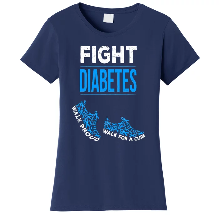 Fight Diabetes Walk For A Cure Awareness Ribbon T1D Type Women's T-Shirt