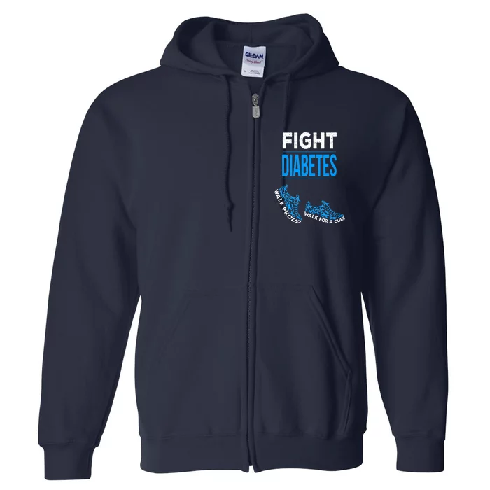 Fight Diabetes Walk For A Cure Awareness Ribbon T1D Type Full Zip Hoodie