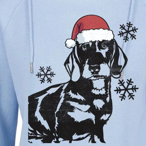 Funny Dachshund Weenie Christmas Santa Hat Xmas Mom Dad Great Gift Womens Funnel Neck Pullover Hood