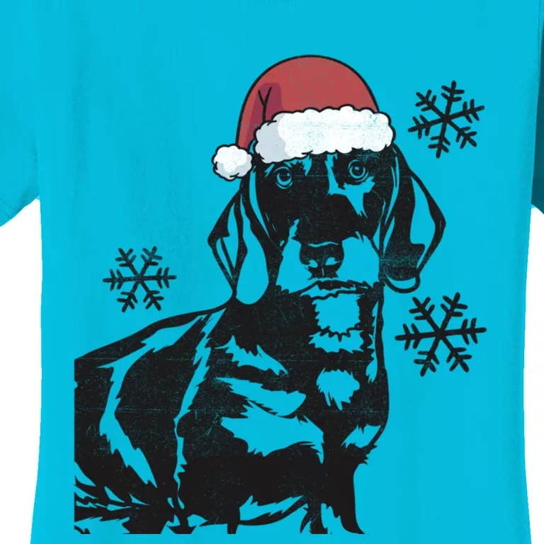 Funny Dachshund Weenie Christmas Santa Hat Xmas Mom Dad Great Gift Women's T-Shirt