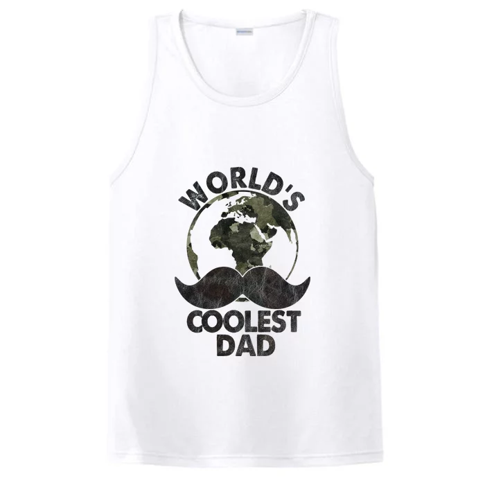 Father's Day World's Coolest Dad Funny Beard Performance Tank