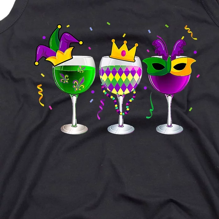 Funny Drinking Wine Mardi Gras Glass Of Wine Tank Top