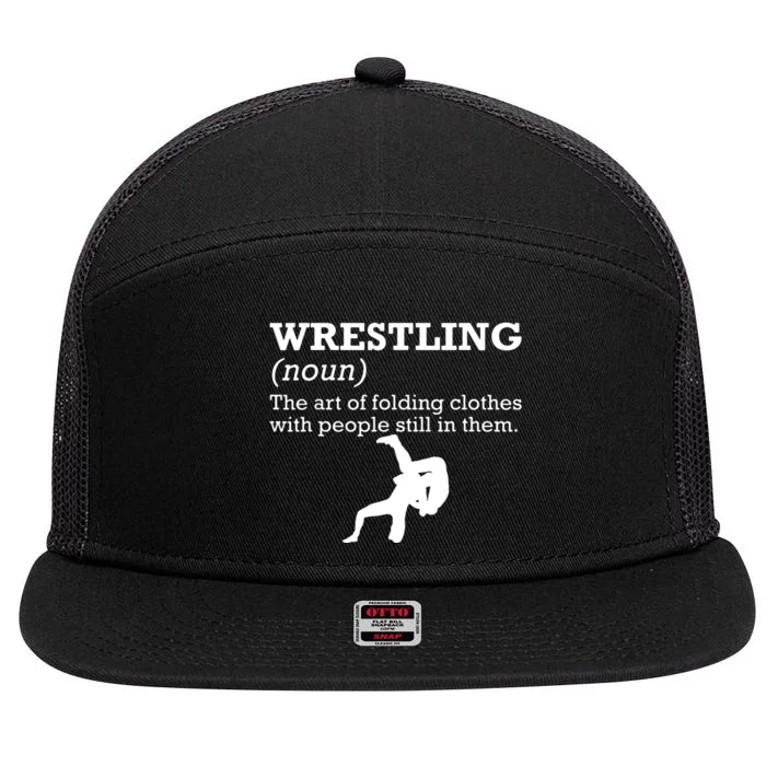 Funny Definition Wrestling Wrestler 7 Panel Mesh Trucker Snapback Hat