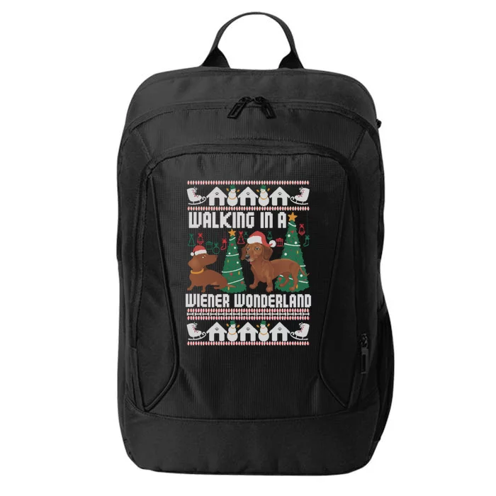 Funny Dachshund Walking In A Wiener Wonderland Family Pets Great Gift City Backpack