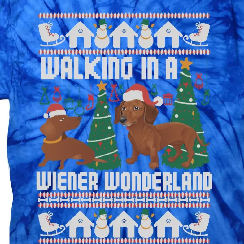 Funny Dachshund Walking In A Wiener Wonderland Family Pets Great Gift Tie-Dye T-Shirt